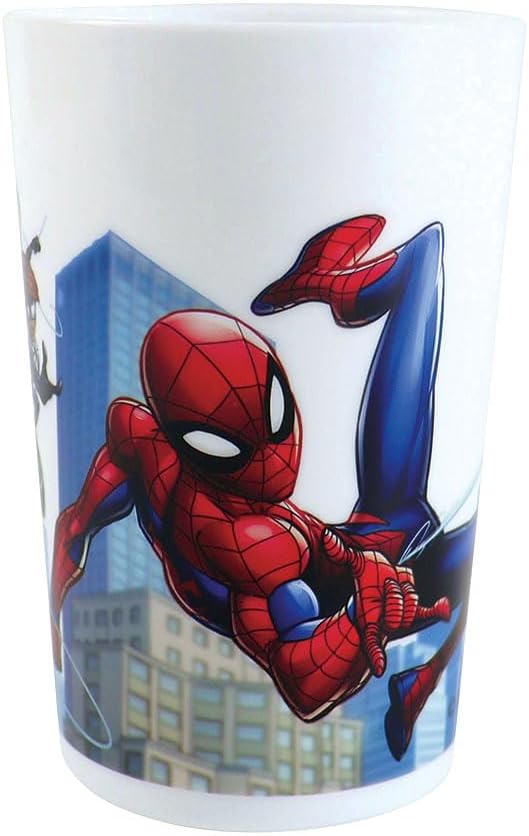 FUN HOUSE | Komplettes Set Lunchbox Spiderman für Kinder | 1 Glas + 2 Teller + Besteck + Trinkflasch