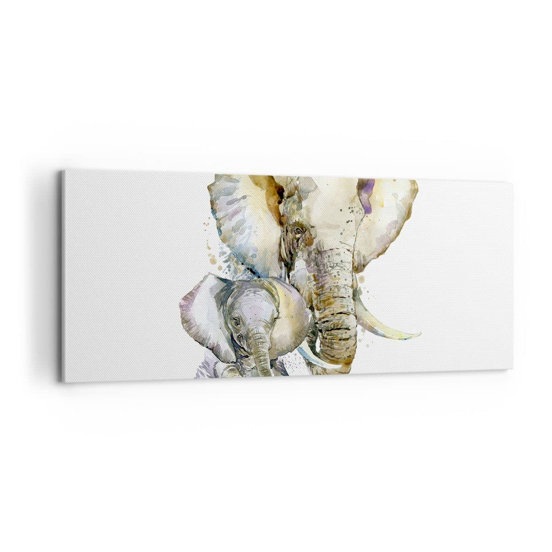 Panorama Bilder auf Leinwand 100x40cm Leinwandbild Elefanten tier safari afrika Gross Wanddeko Bild