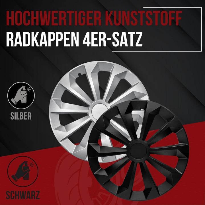 Albrecht 13 Zoll Radkappen schwarz matt für Stahlfelgen - Fame Radzierblenden aus hochwertigem Kunst