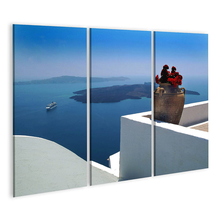 islandburner Bild auf Leinwand Santorini Griechenland Bilder Wandbilder Poster Leinwand 130x80cm - 3