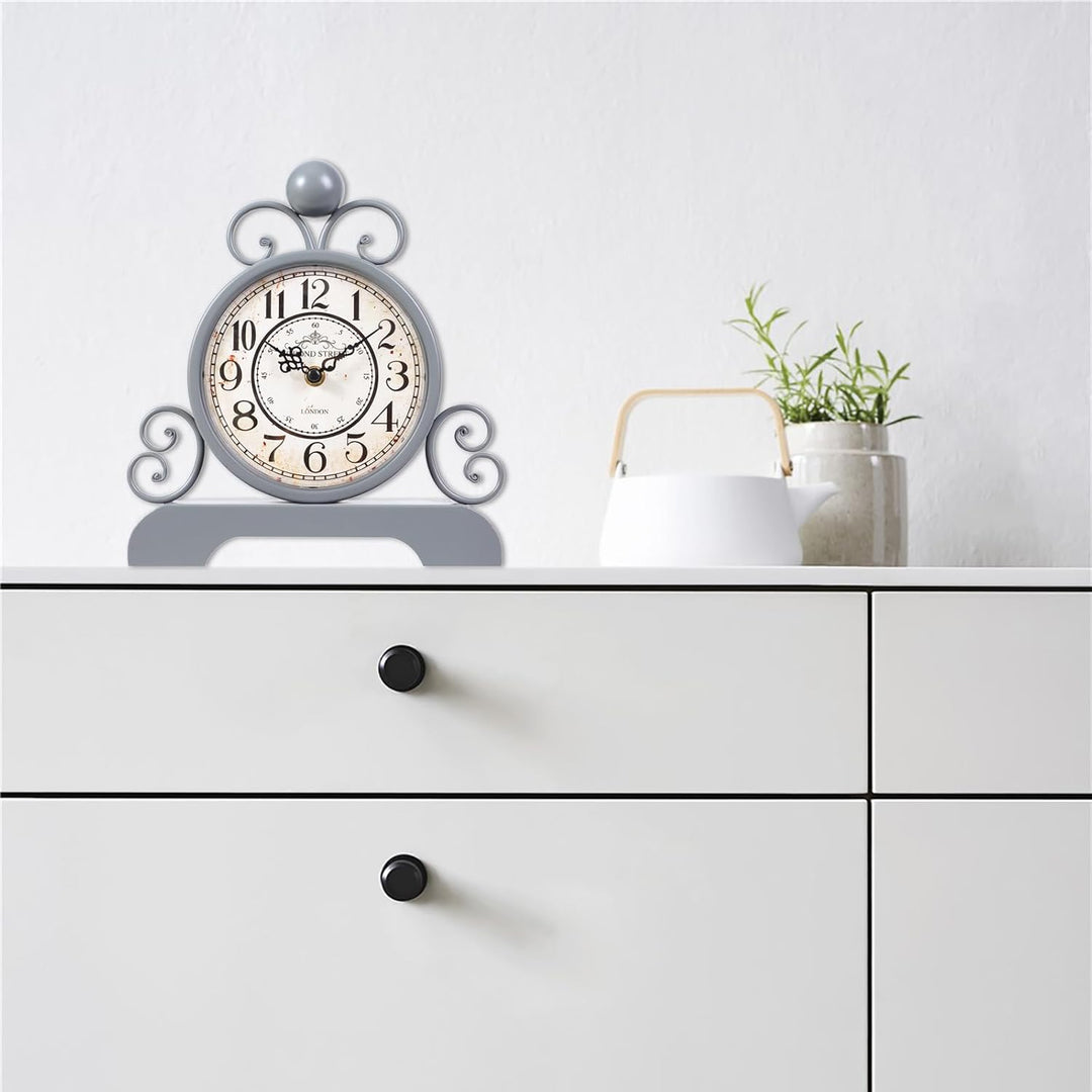 Retro Tischuhr Klassische Vintage Stil Schreibtischuhr Silent Ohne Ticken für Wohnzimmer Schlafzimme
