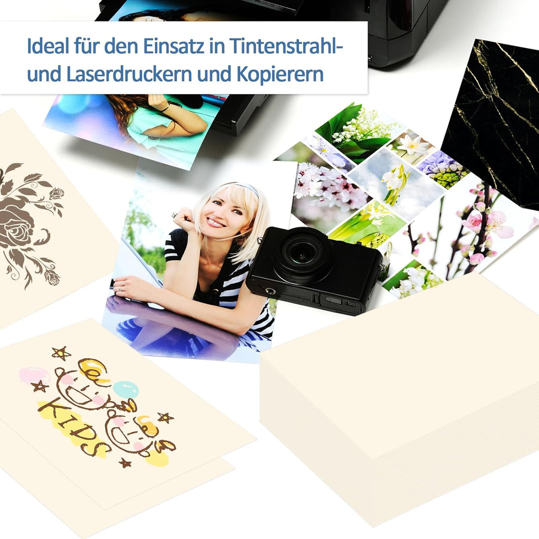 200 x Druckerpapier Elfenbein Din A4 Papier 120g, 210 x 297 mm Elfenbein Papier Ivory Creme Papier z