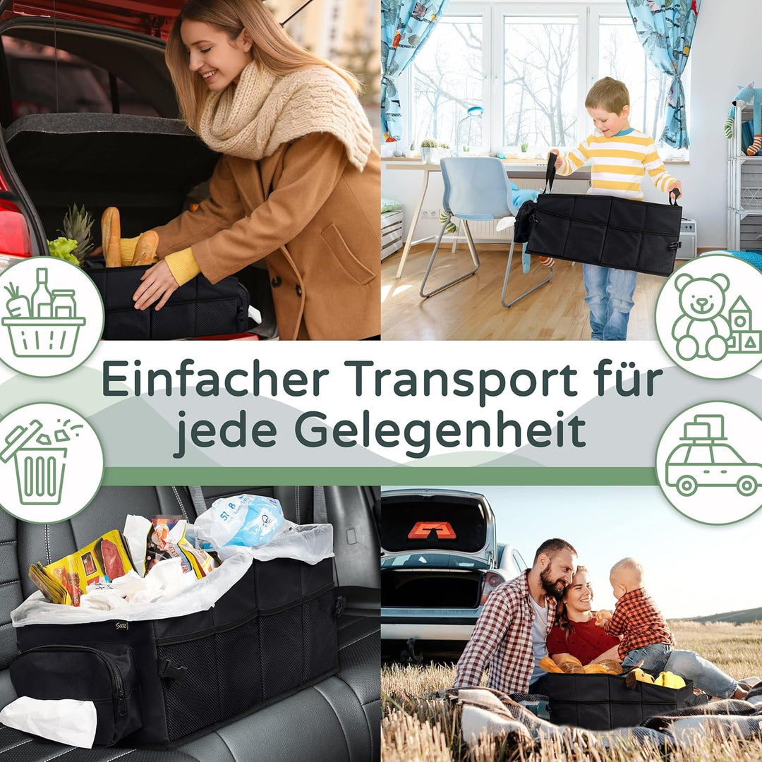 Soz® Wärmeisolierter Kofferraum-Organizer – Faltbare multifunktions XL Auto-Box mit 12 Fächern – 24