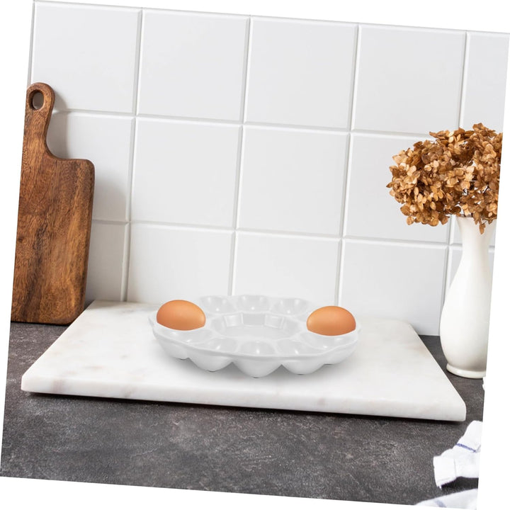 Garneck 8 Zoll Keramikteller Für Gefüllte Eier – Rundes Eiertablett Mit 12 Löchern - Ideal Für Oster