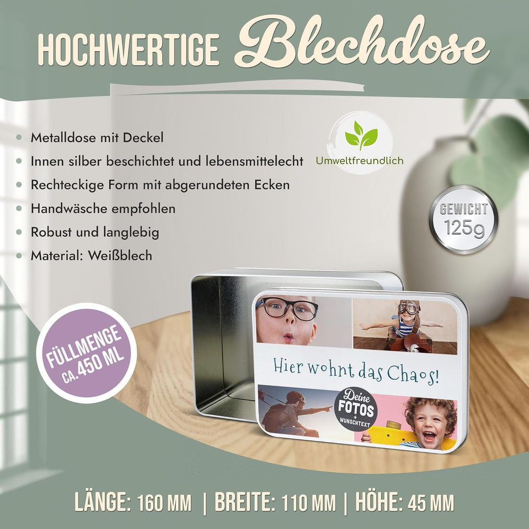 Print Royal PR Geschenkdose selbst gestalten mit 4 Fotos & Text - Blechdose bedrucken, Personalisier