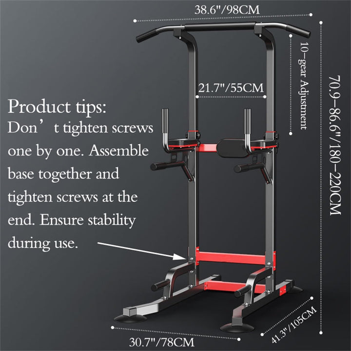 EASY BIG Power Tower Dip Station Pull Up Bar - Mehrzweck-Heimtrainingsgerät mit Verstellbarer Höhe u