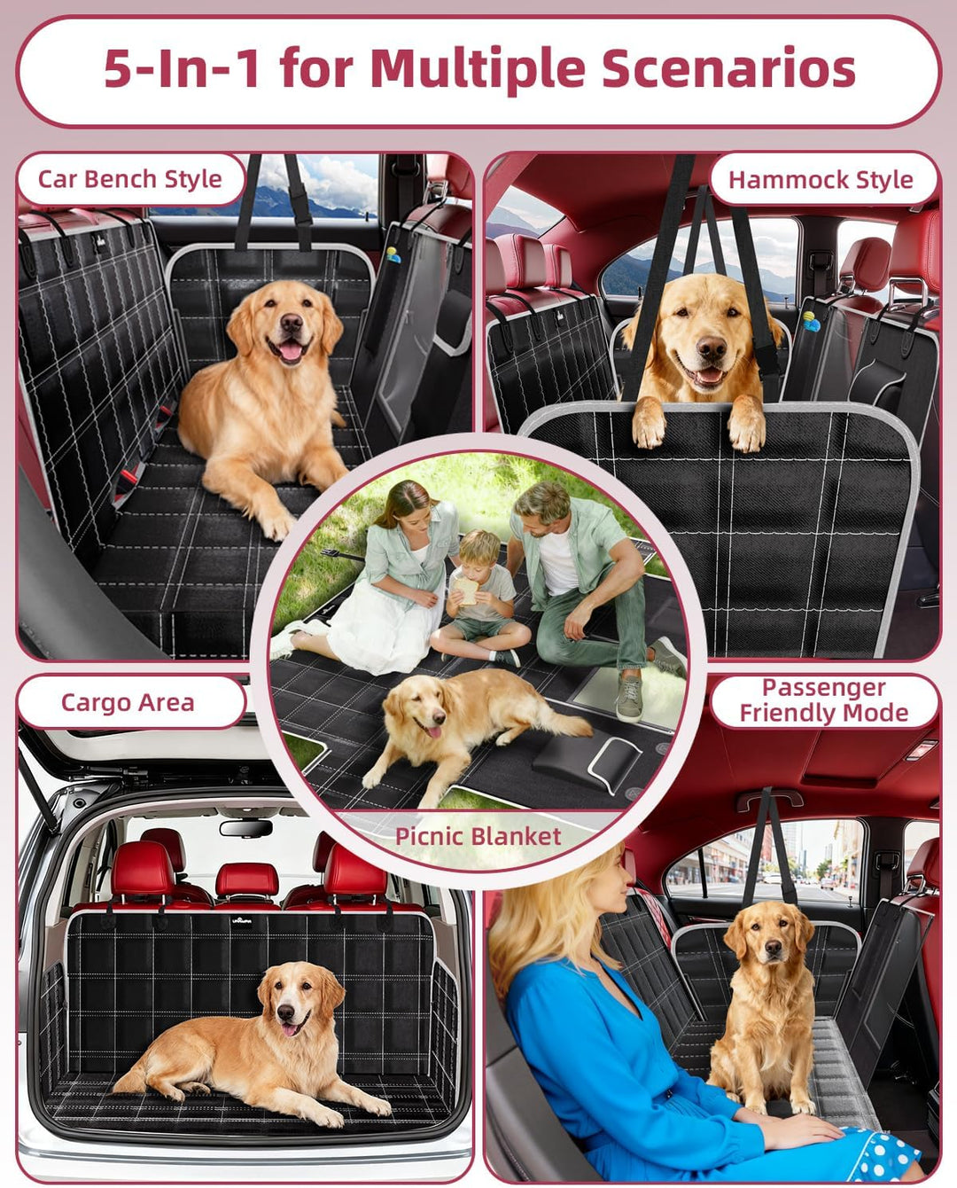 Hundedecke Auto Rückbank 100% Wasserdicht Kratzfeste Autoschondecke Hund Rücksitz mit Seitenschutz u