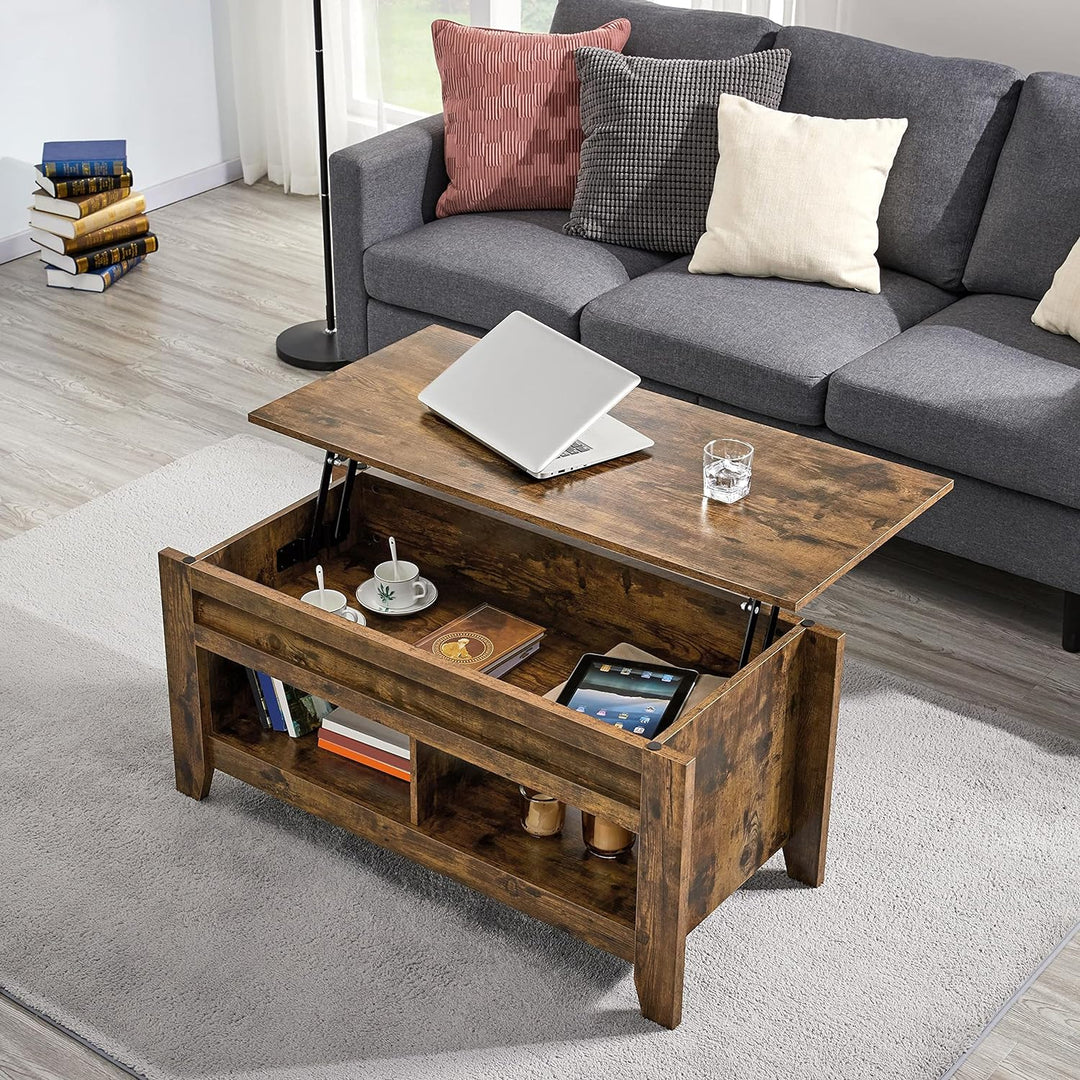 Yaheetech Couchtisch Höhenverstellbar Kaffeetisch Wohnzimmertisch mit Ablagefach Holz Sofatisch Beis