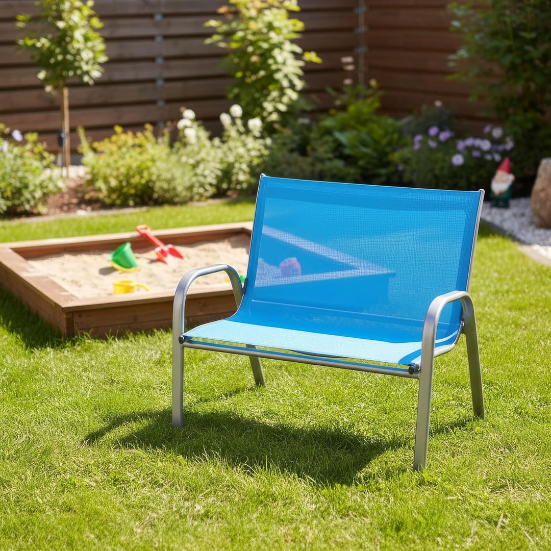 Hline Kinderbank Gartenbank für 2 Kinder 2-Sitzer Bank (Blau/Türkis) Blau /Türkis, Blau /Türkis