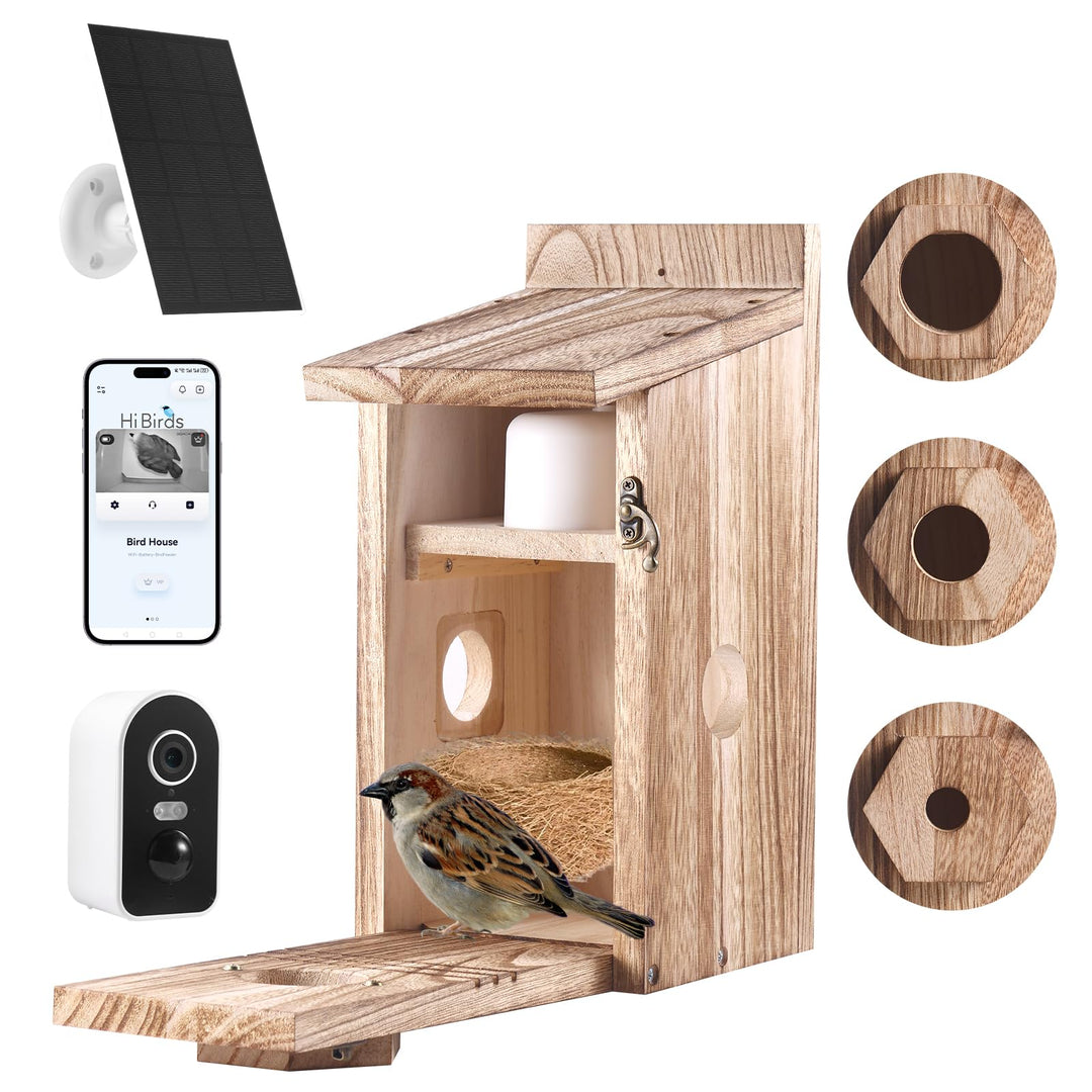 Vogelhaus mit 5MP Kamera, Nistkasten für Vögel für Draussen Wetterfest, 2,4 G WiFi & App Benachricht