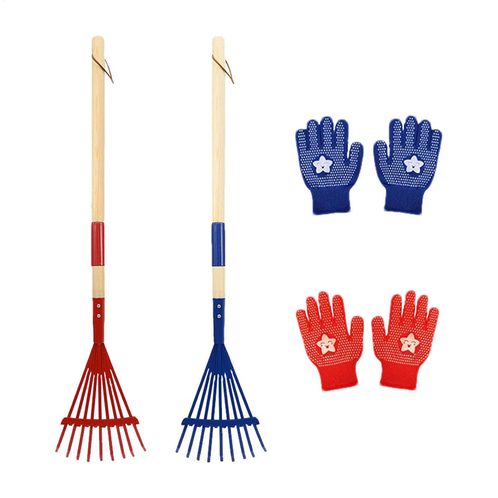 Kinder Gartenrechen – 2 Packs Kinderrechen, Kleine Harke, Garten Laubrechen Sets mit abnehmbarem Hol