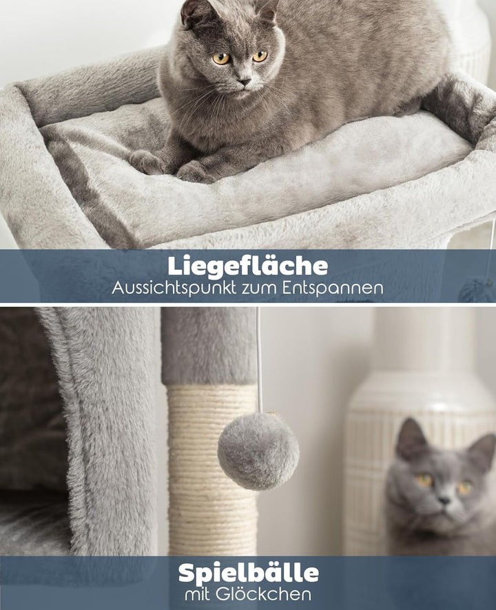 lionto Kratzbaum Kletterbaum Katzenkratzbaum Katzenbaum Höhe 60 cm, hellgrau, Hellgrau