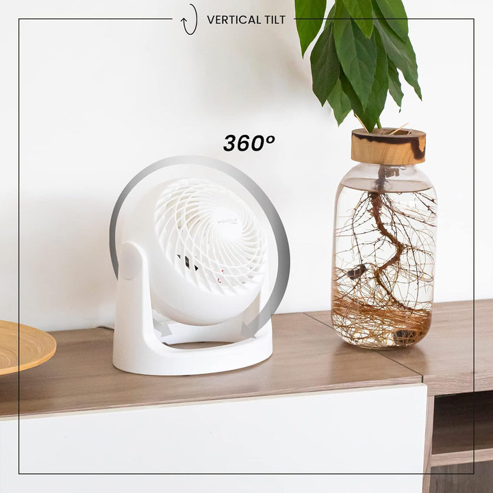 Iris Ohyama Woozoo, Leiser, leistungsstarker & tragbarer Tischventilator, 13m², Reichweite 12m, Vert