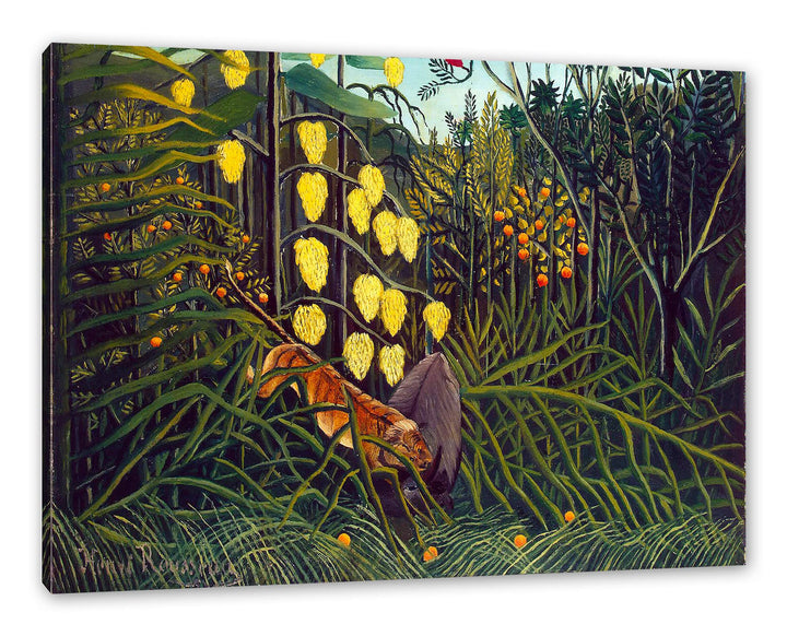 Generisch Henri Rousseau - Kampf zwischen Tiger und Büffel als Leinwandbild / Grösse: 120x80 cm / Wa