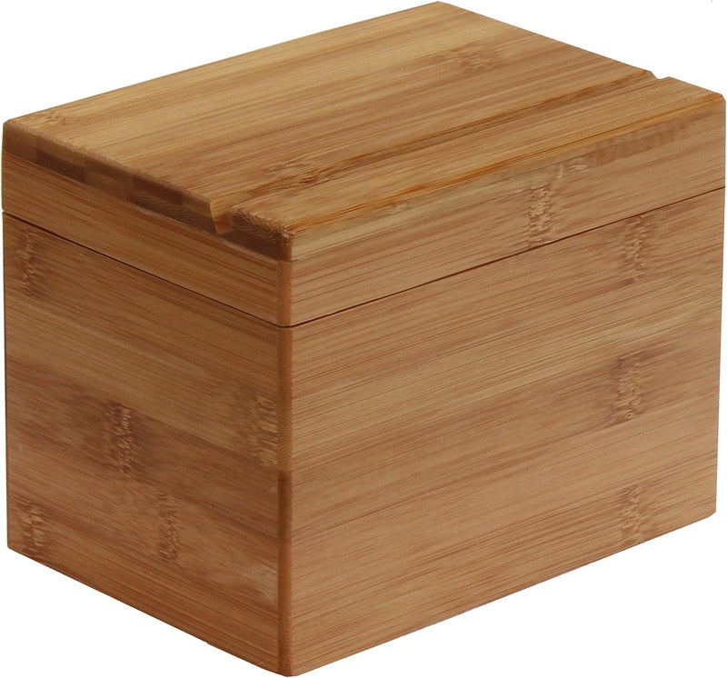 Oceanstar Bambus-Rezeptbox mit Trennwand, naturfarben, 17,3 cm B x 12,4 cm T x 13 cm H 6.80" W x 4.9