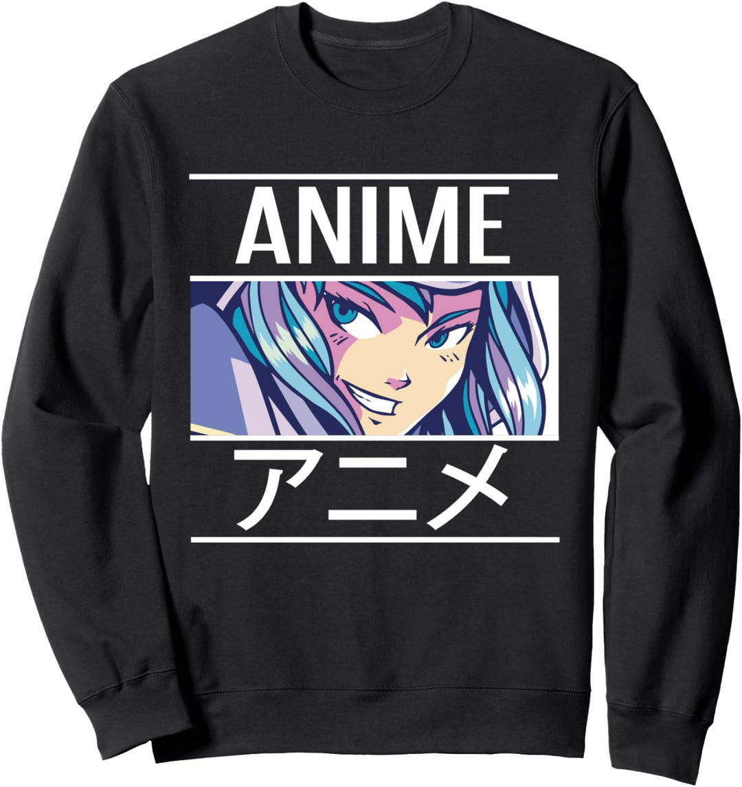 Cooles Tough Anime Girl mit Anime Kanji Sweatshirt