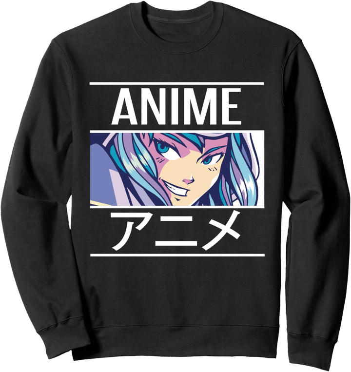 Cooles Tough Anime Girl mit Anime Kanji Sweatshirt