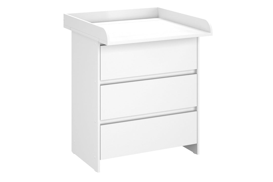 Shefa Kids 820 Wickelkommode Weiss – 3 Schubladen Wickeltisch & Kommode Kinderzimmer, Babyzimmer Kom