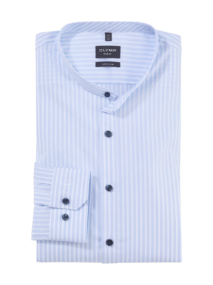 OLYMP Herren Businesshemd Langarm No. Six,Gestreift,super Slim,Stehkragen 45 Bleu 11, 45 Bleu 11