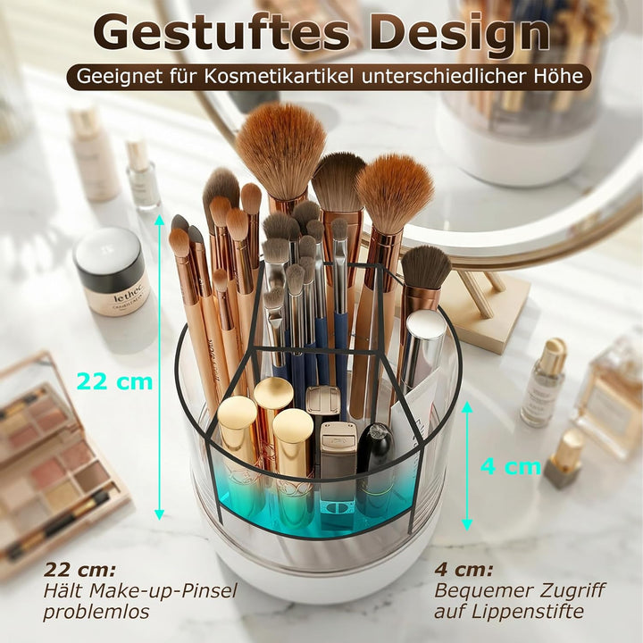 CTIME 360° drehbarer Make-up-Organizer, 5-stufiger Fächerhalter für Make-up-Pinsel, Kosmetikaufbewah