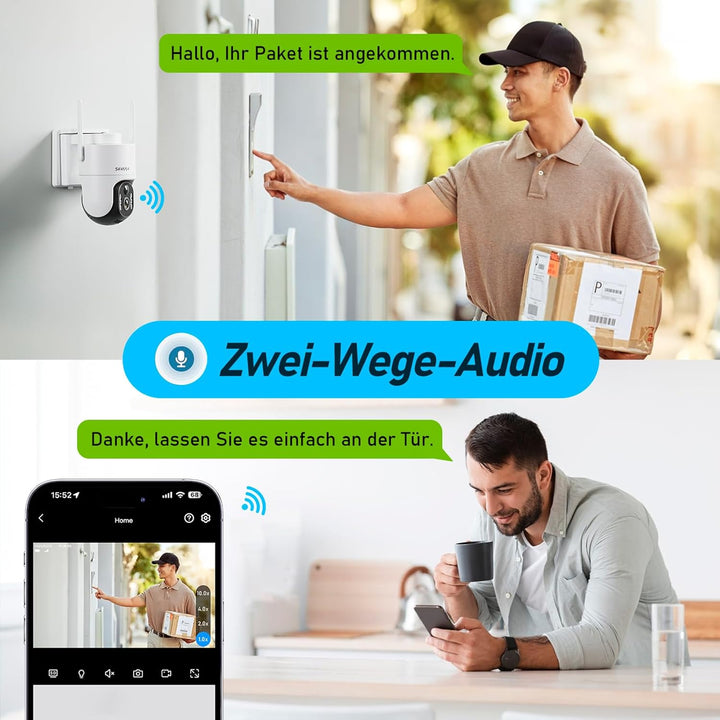 [5GHz & 2,4GHz] Überwachungskamera Aussen Solar, 8000mAh Akku und 7W Solarpanel, 2K PTZ 360° Solar K