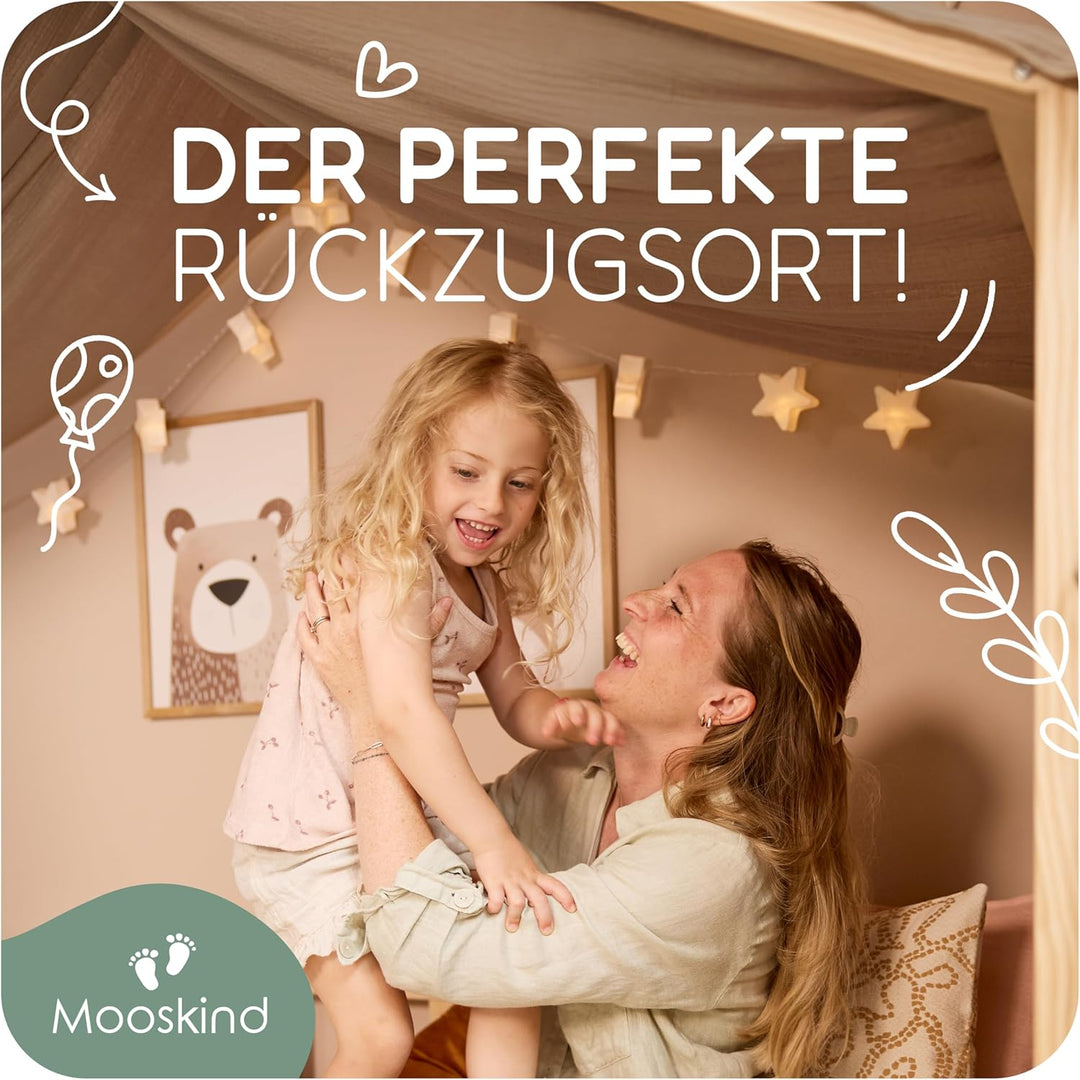 Hausbett Himmel – Aus weichem Musselin in 7 Farben – 100% Bio-Baumwolle – Traumhafte Hausbett Deko &amp;