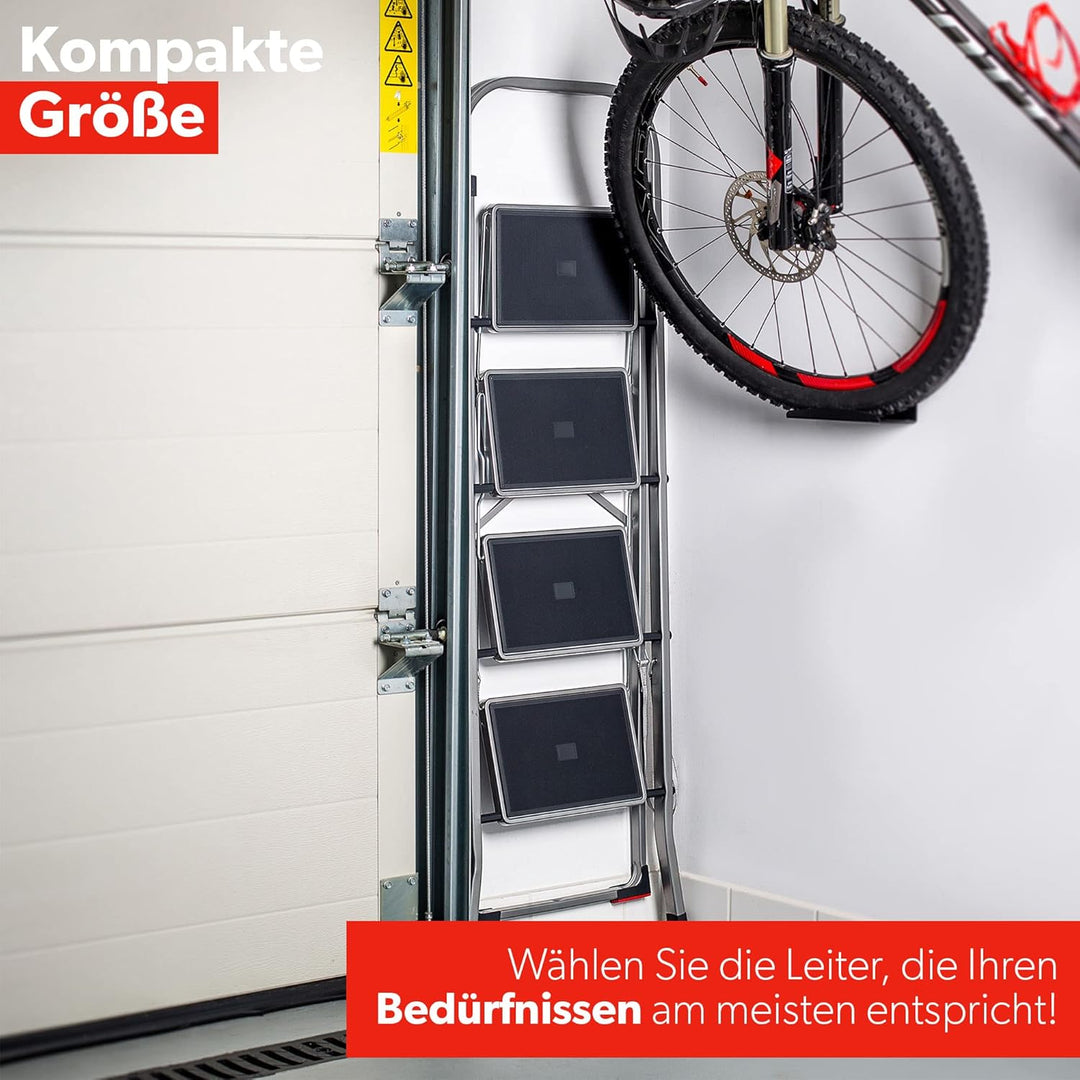 KADAX Klappleiter aus Stahl, Trittleiter mit Traglast bis 150kg, Leiter mit Klappsicherung, Handlauf