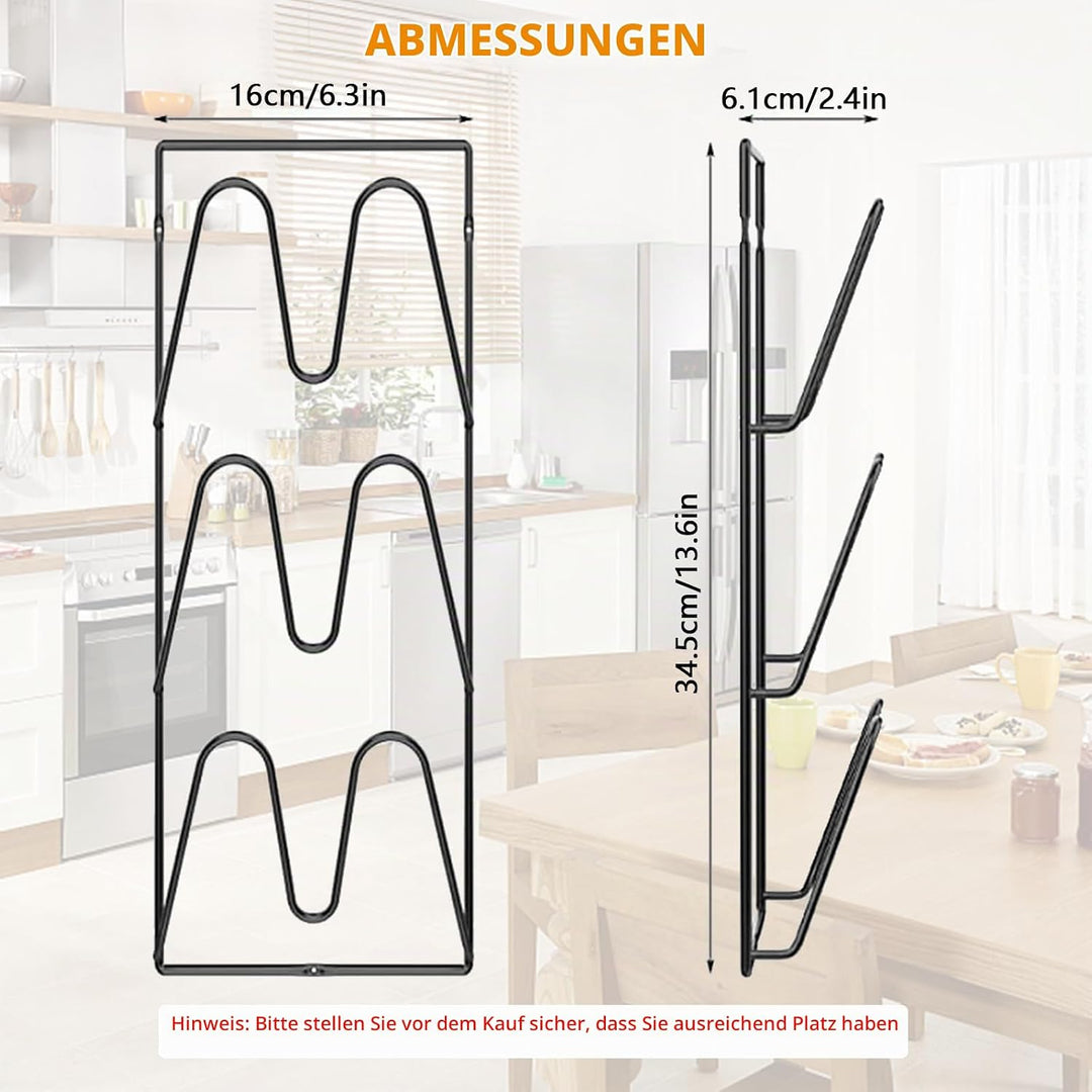 Aisny Topfdeckelhalter, Selbstklebender Topf- und Pfannendeckelhalter 3 Schlitzen, 2 Stück Topfdecke