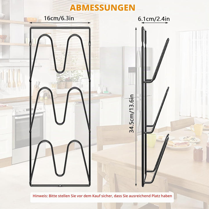 Aisny Topfdeckelhalter, Selbstklebender Topf- und Pfannendeckelhalter 3 Schlitzen, 2 Stück Topfdecke