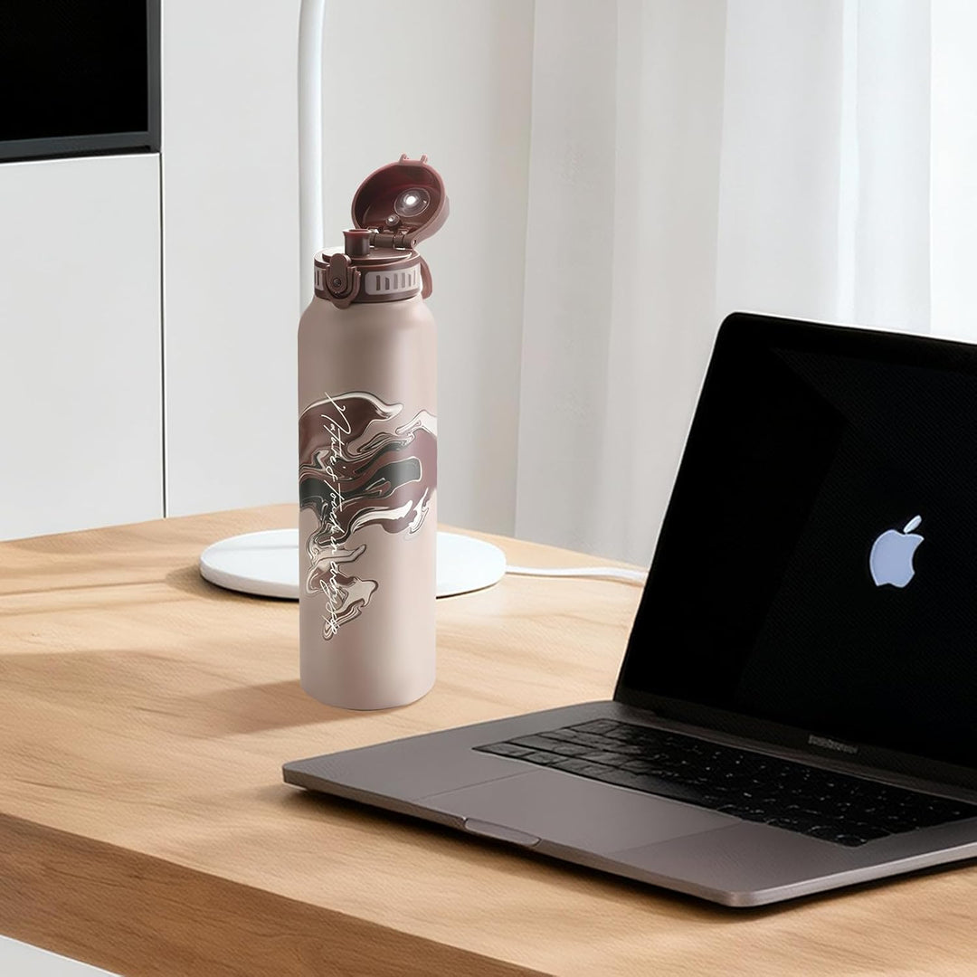 UZSPACE Edelstahl Trinkflasche 1l (970ml), Isolierte Thermosflasche mit 1-Klick-Öffnung, 100% Auslau