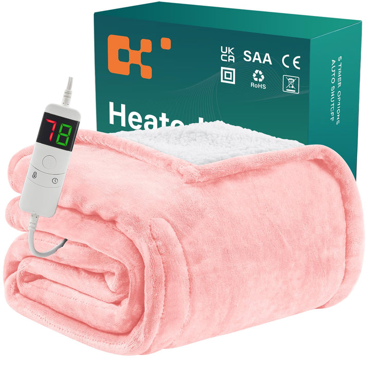 BOMOVA Heizdecke Wärmedecke mit Abschaltautomatik,Kuscheldecke flauschig Weihnachten,10 Heizstufen &