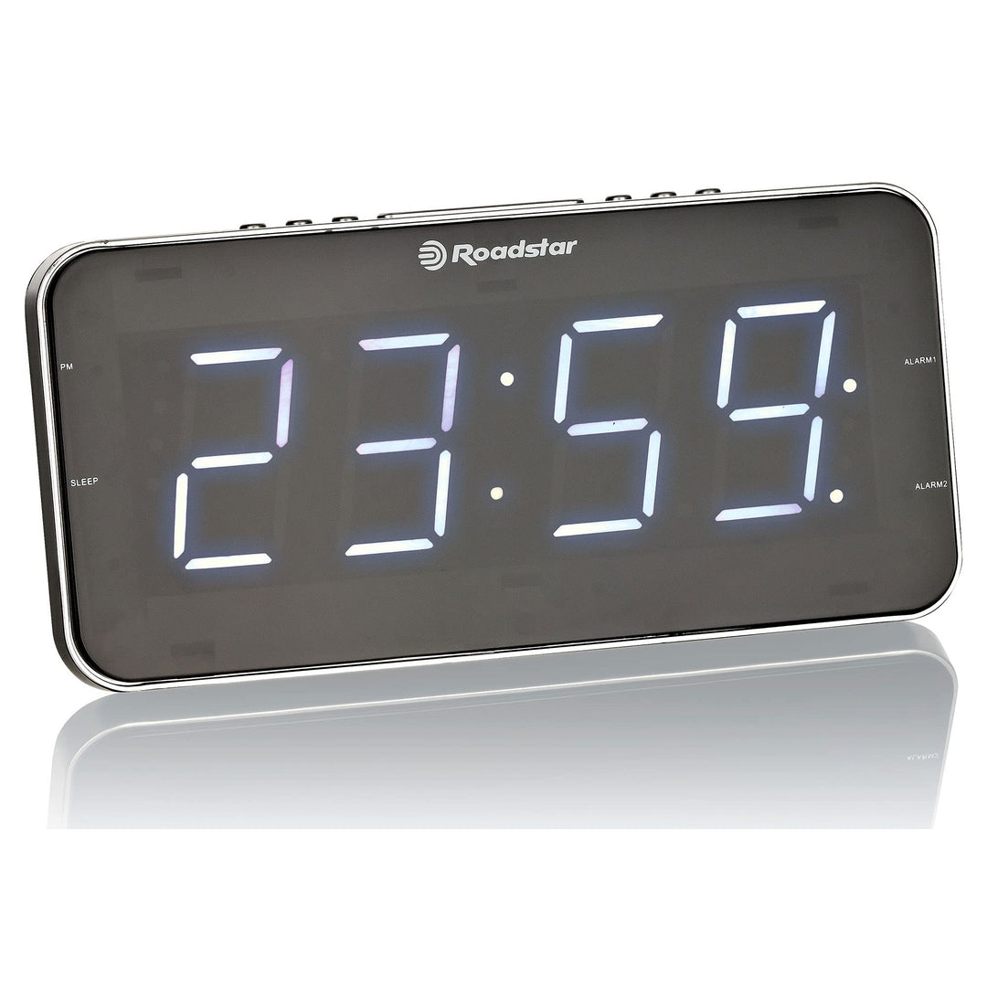 Roadstar CLR-2615 Uhrenradio/Radiowecker im schlanken Design, mit grossem LED-Display, Zwei Weckzeit