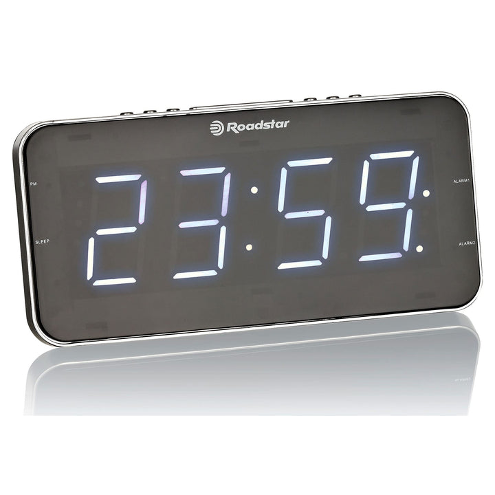 Roadstar CLR-2615 Uhrenradio/Radiowecker im schlanken Design, mit grossem LED-Display, Zwei Weckzeit