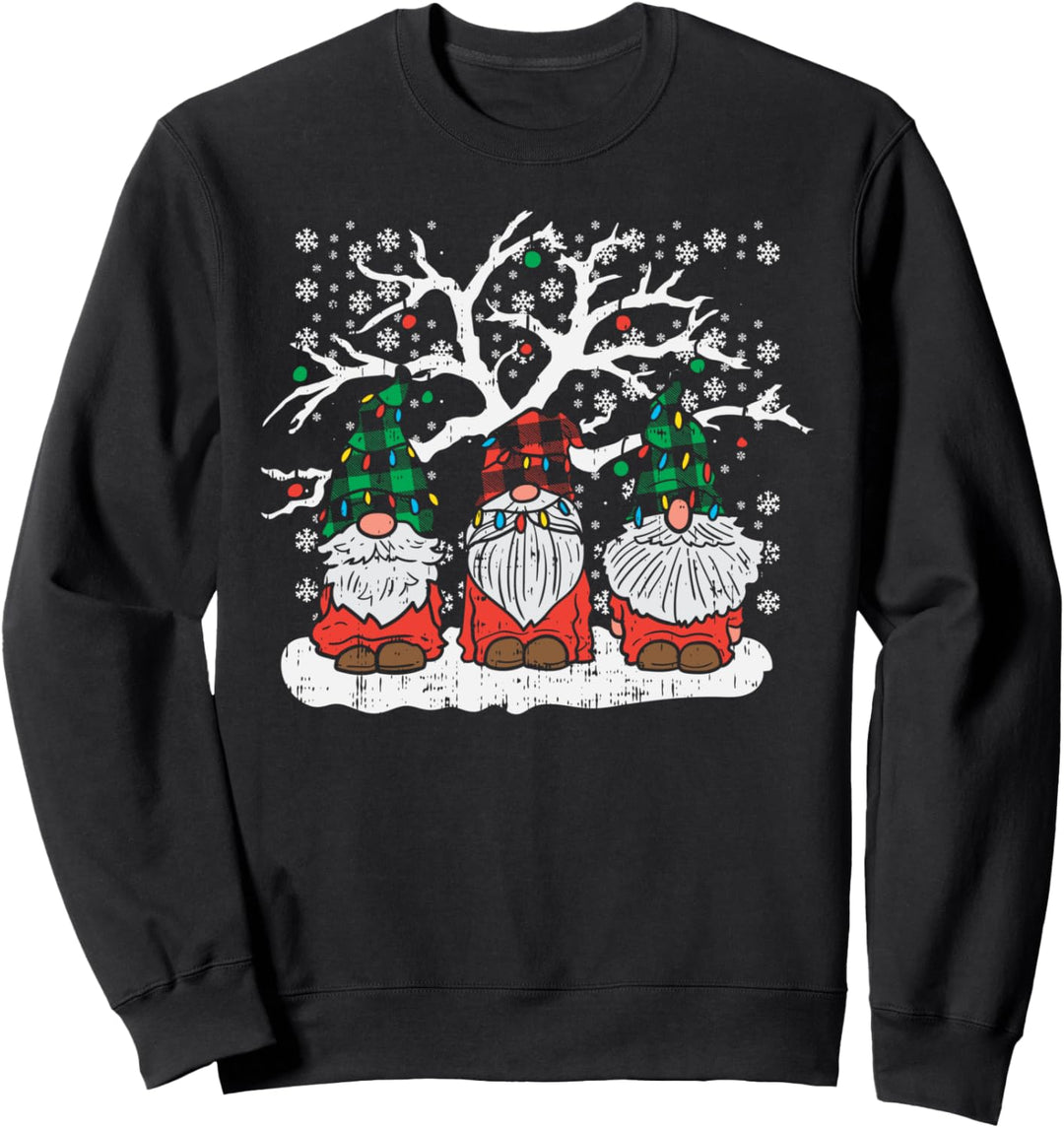 Gnomes Plaid Hat Christmas Garden Xmas Pajama Men Women Gift Sweatshirt