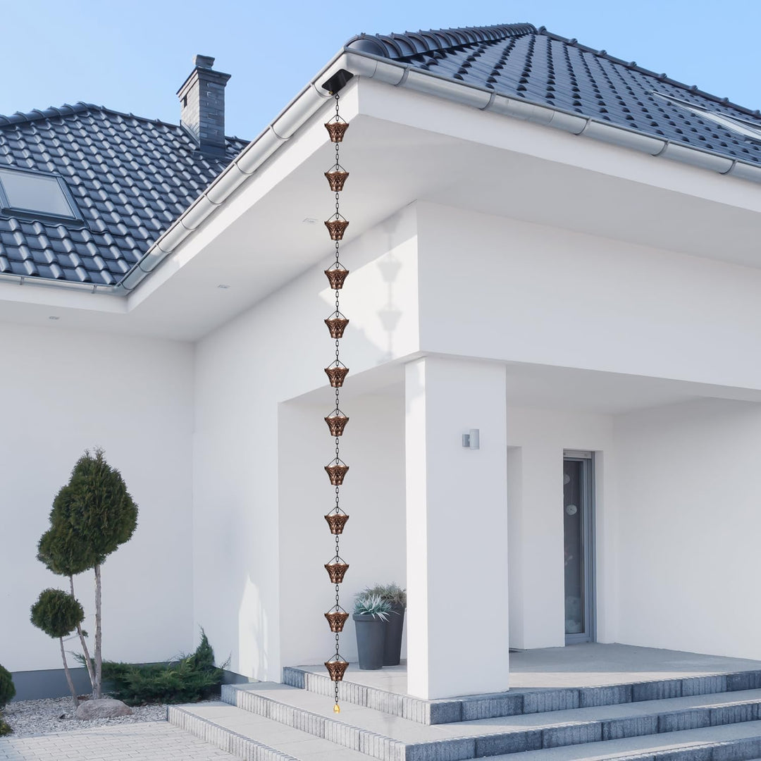 Adorafur Regenketten für Fallrohre, Kupfer, Regenfänger, Ersatz, dekorativer Garten, Regenwasserumle