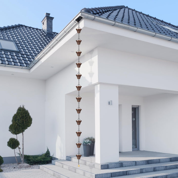 Adorafur Regenketten für Fallrohre, Kupfer, Regenfänger, Ersatz, dekorativer Garten, Regenwasserumle