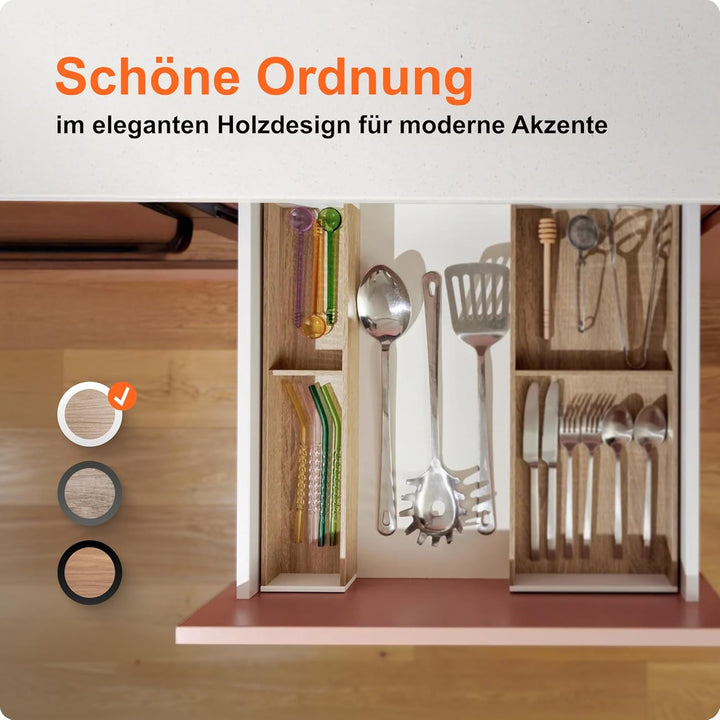 Blum AMBIA-LINE Schubladen-Organizer in hochwertigem Holzdekor | ideal für Küche, Bad & Kleiderschra