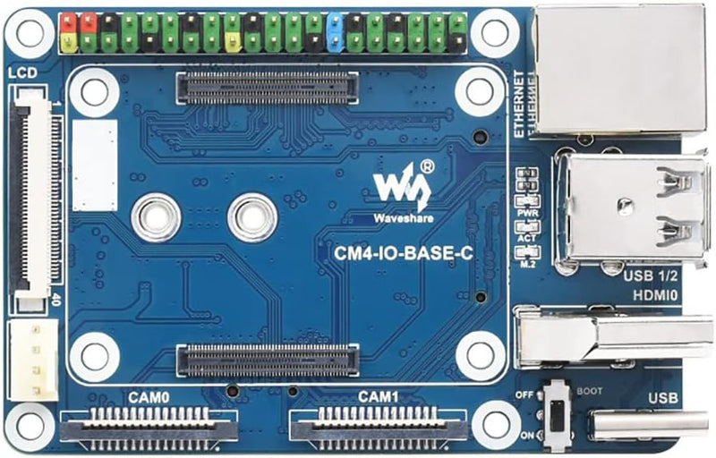 Mini Base Board (C) for Raspberry Pi Compute Module 4 (CM4), 40PIN LCD Connector, Gigabit Ethernet R