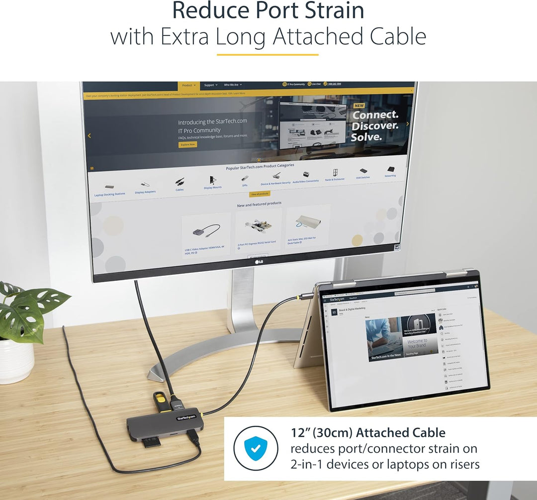 StarTech.com USB C Multiport Adapter, 4K 60Hz HDMI Anschluss, 5Gbit/s USB-A Hub, USB C auf HDMI, 100