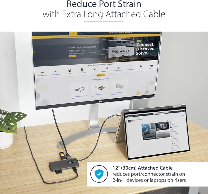 StarTech.com USB C Multiport Adapter, 4K 60Hz HDMI Anschluss, 5Gbit/s USB-A Hub, USB C auf HDMI, 100