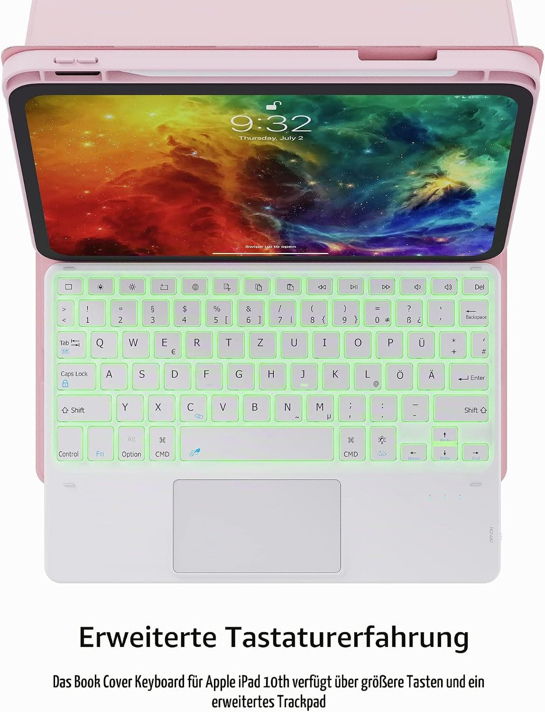 ROOFEI Hülle mit Tastatur für iPad (A16) 11.Generation 11" 2025, iPad 10. Generation 10.9" 2022-7 Fa
