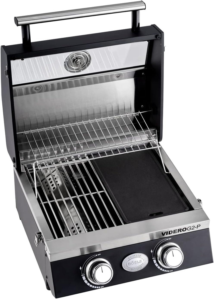 RÖSLE Grillplatte VIDERO G2-P, Hochwertige Grillplatte aus Gusseisen für Fleisch und kleine Grillstü