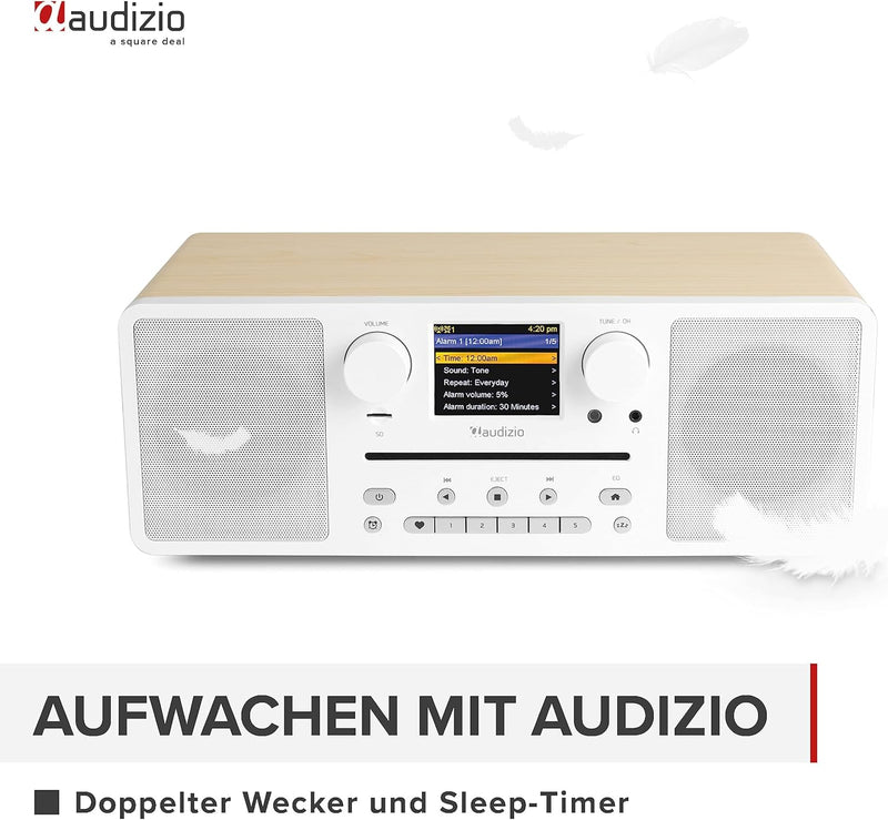 Audizio Naples - DAB Radio mit CD Player, Bluetooth, Internetradio WLAN, Fernbedienung, 60 Watt, UKW