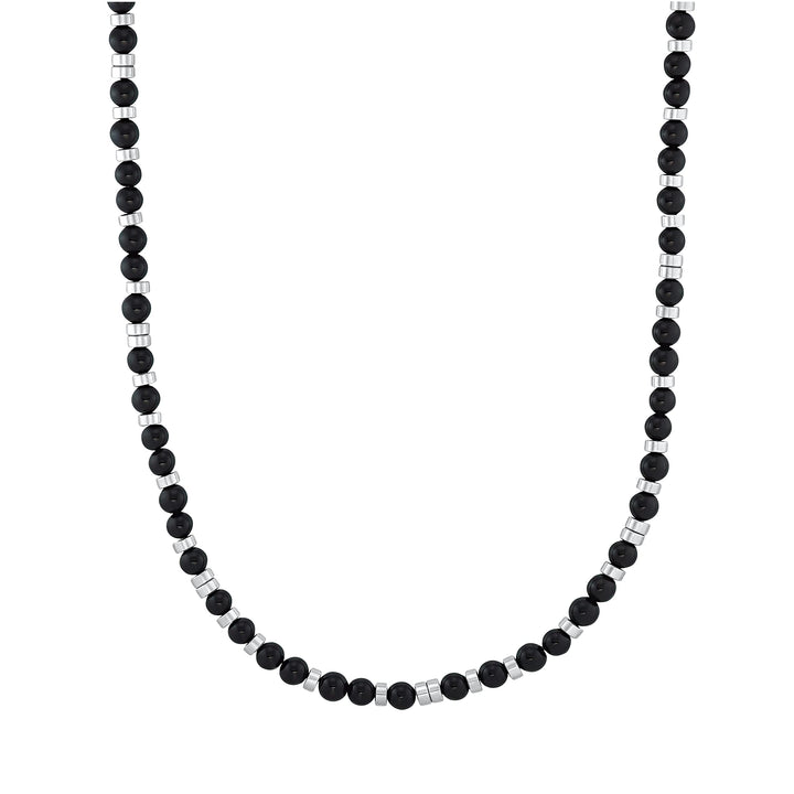 s.Oliver Halskette Edelstahl Herren Halsschmuck, mit Achat, 46+5 cm, Schwarz, Kommt in Schmuck Gesch
