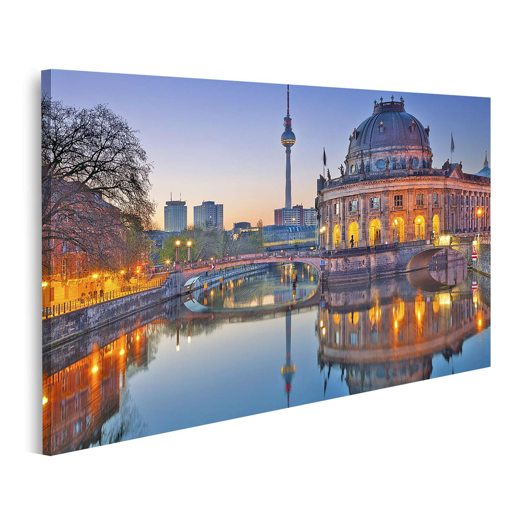 islandburner Bild auf Leinwand Berlin Abenddämmerung Bilder Wandbilder Poster Leinwand 100x57cm, Lei