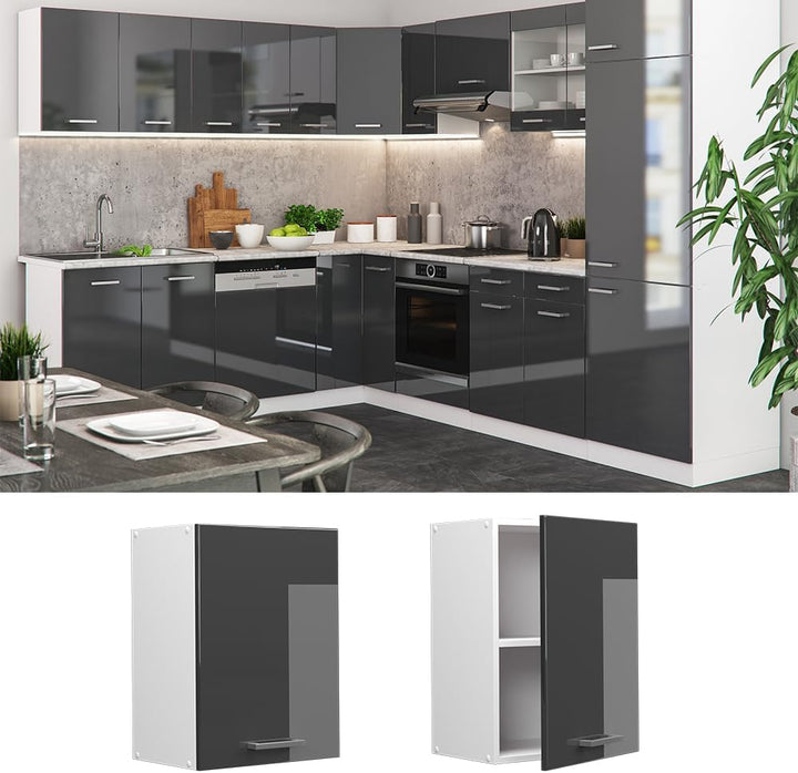 Vicco Hängeschrank R-Line, Anthrazit Hochglanz/Weiss, 45 cm Anthrazit Hochglanz Hängeschrank 45cm, A