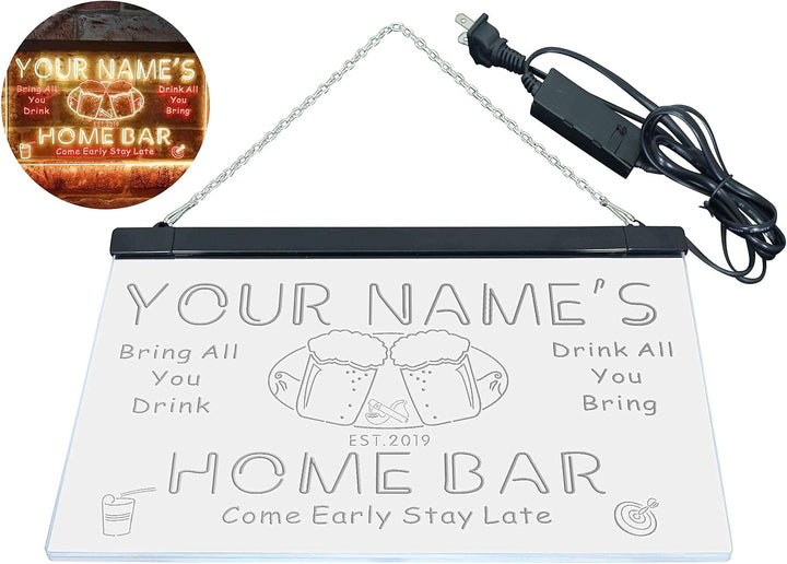 Personalized Your Name Est Year Theme Home Bar Beer Dual Color LED Barlicht Neonlicht Lichtwerbung N