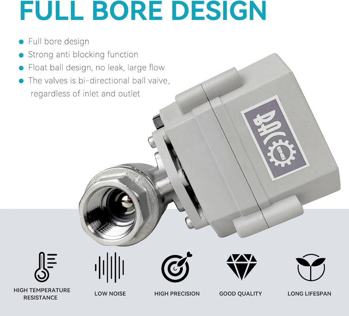 BACOENG AC110/230V 2 Wege 1/2" Edelstahl Motorkugelhahn Elektrische Zonenventil mit Stecker NC 1/2"
