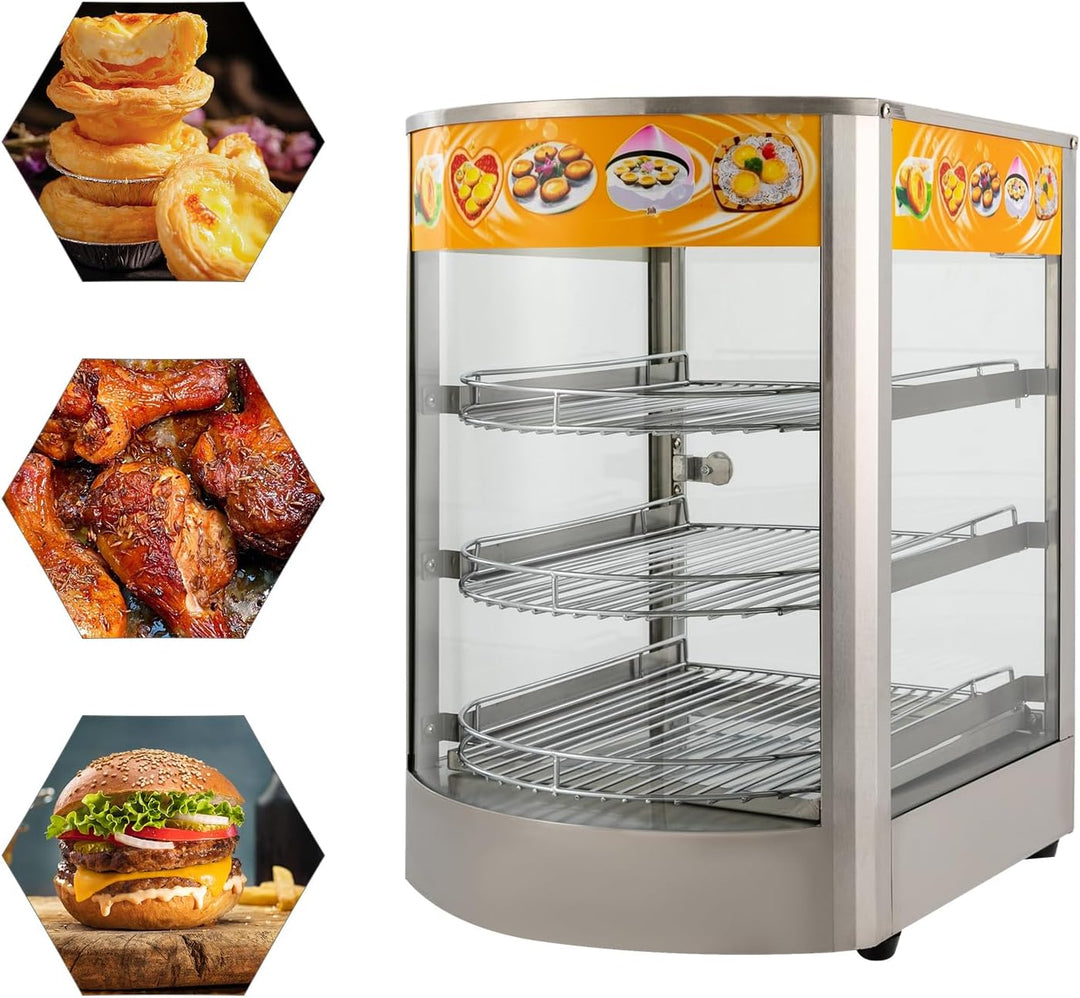 Warmhalteschrank für Lebensmittel Kommerzieller Speisenwärmeschrank Warmhaltevitrine Speisenwärmer 4
