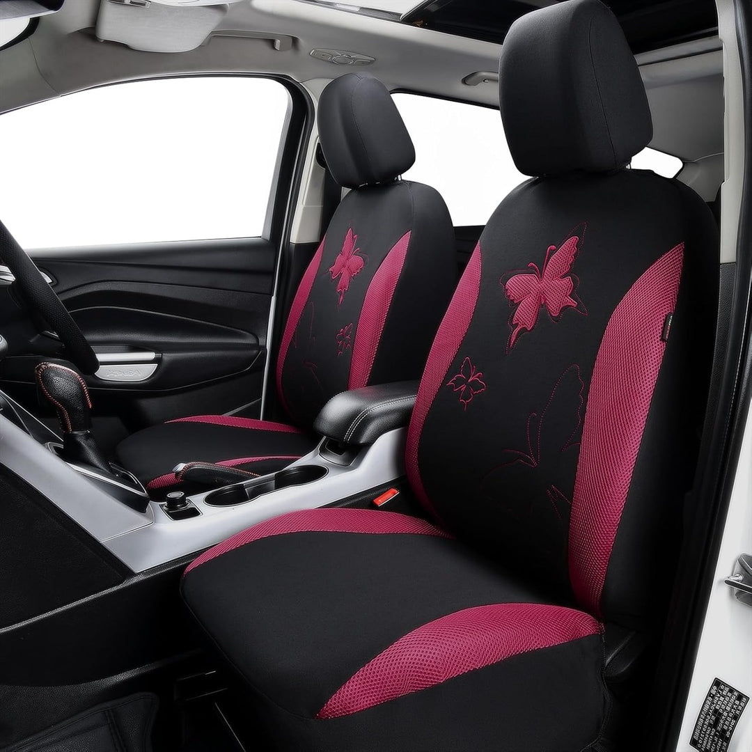 Flying Banner Maschen Schmetterling Universal für Auto Sitzbezüge Seitenairbags Kompatibel (Burgunde